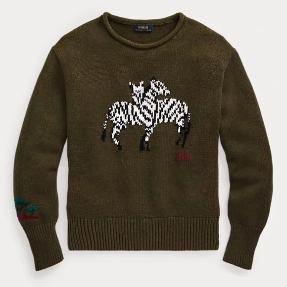 Polo Ralph Lauren hand knit zebra rollneck sweater - Picture 2 of 8